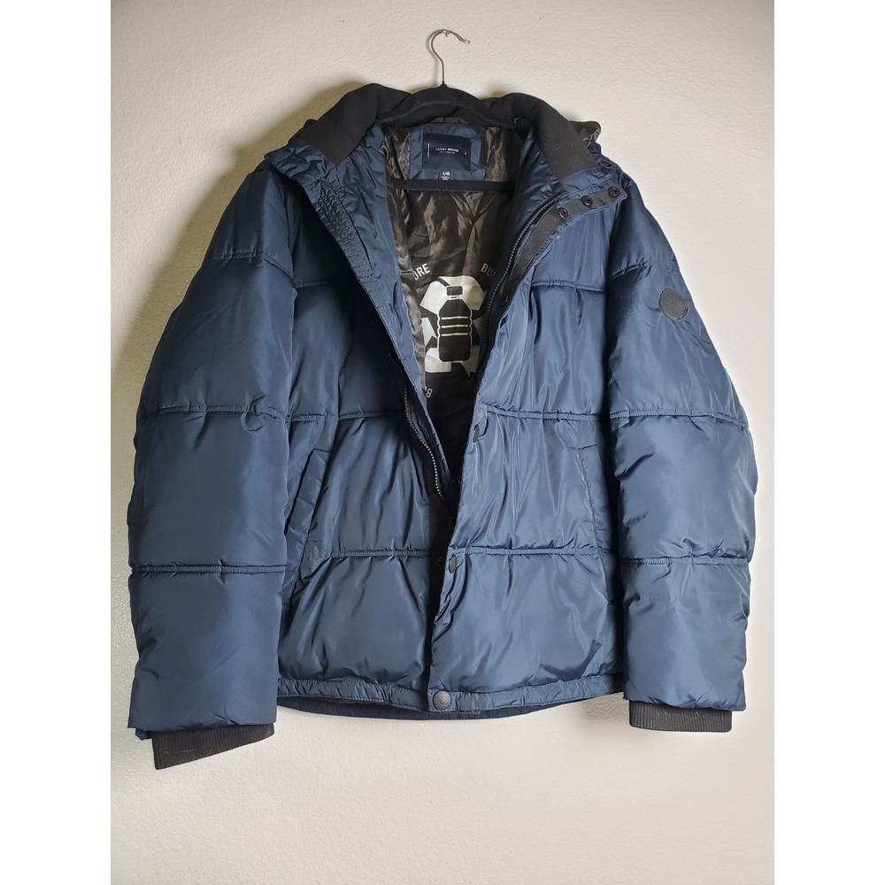 Lucky Brand Men's - Large - Navy Blue Heavy Hooded Puffer‎ Coat - NWT
